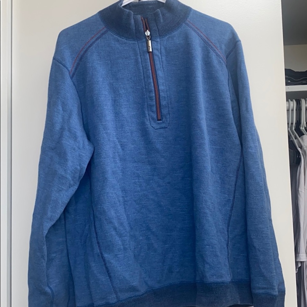 Tommy Bahama Quarter Zip - Navy/Light Blue - Picture 3 of 4
